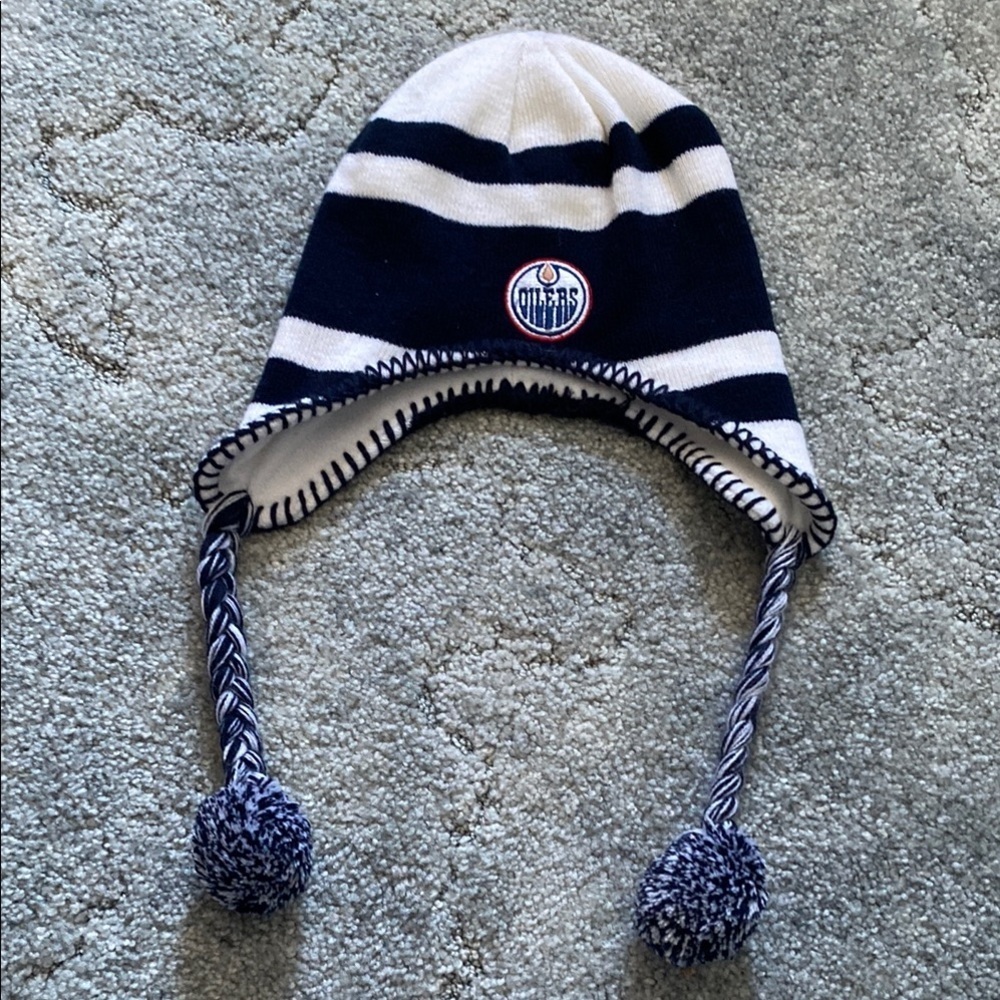Kids oilers Striped Winter Hat toque